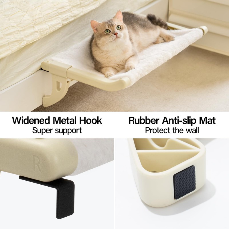 MEWOOFUN Window Sill Perch for Indoor Cats, One-Step Sliding Clamping