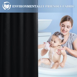 Nasitos Black Stall Shower Curtain Liners 2 Pack - W36 x H72 - Washable & Water Resistant Fabric Bath Shower Liners for Narrow Stall, Stand Up Shower Stall, RV, Camper (4 Magnets Included)