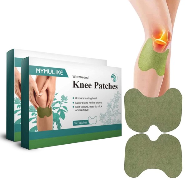 Knee Pain Relief Patch,32 Count Wormwood Knee Patches,Up to 24h No Side Effect,Pain Patches,Arthritis Pain Relief Patches Pain Relieving for Knee Joints Pain (for Knee-32)