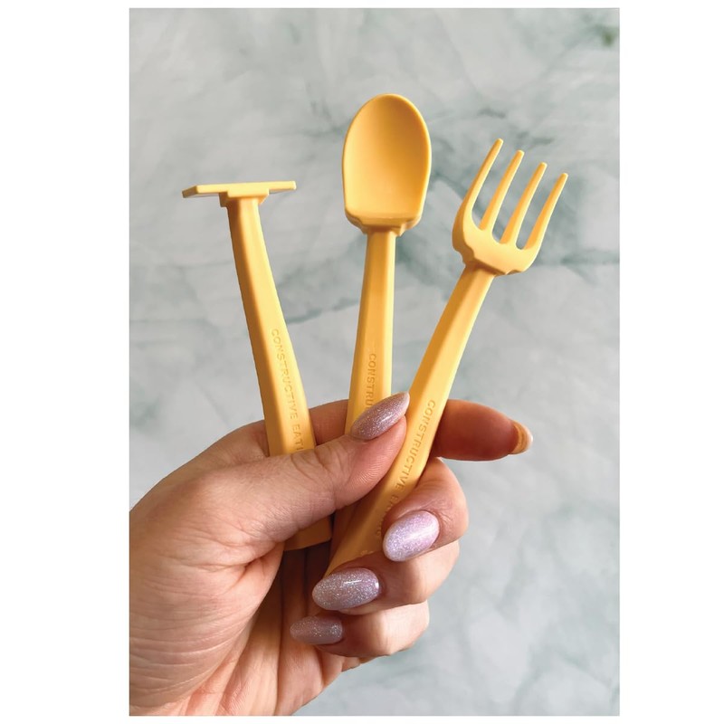 Constructive Eating Training Utensils - Made in USA - Sunshine