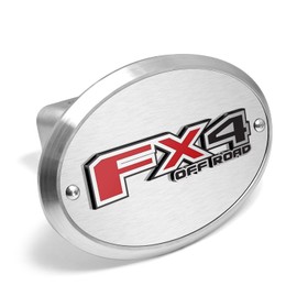 iPick Image Made for Ford F-150 FX4 Off-Road 3D Logo on Brushed Oval Billet Aluminum 2 inch Tow Hitch Cover