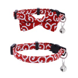 Campsis 2PCS Cat Collars with Bowtie Breakaway Cat Collar with Bell Adjustable Safety Kitten Collar with Removable Bow and Bell for Boy Cats Girl Cats