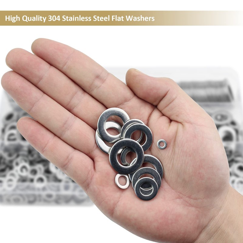 Kindroufly 7 Sizes Stainless Steel Washers Assortment Kit - 800