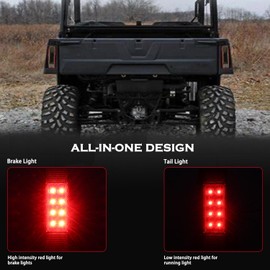 LUKFMOSTOR 2Pcs ATV Smoked LED Tail Lights for Polaris Ranger 570 Brake Taillights for 2411450 Ranger 400 500 570 800 EFI MIDSIZE Accessories