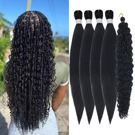 Black Pre Stretched Braiding Hair Curly Deep Wave Boho Braid Twist Ez Braid Knotless Non Toxic Hypoallergenic Itch Free
