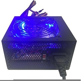 Shark Technology 750 Watt Quiet 120mm Blue LED Fan Black ATX 12V 2.0 PSU with All Braided Sleeving Cables and PCIe Power Connector Gaming PC System Power Supply