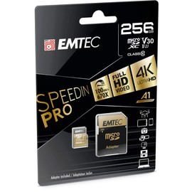EMTEC SD Card 256GB SDXC (CLASS10) Speedin V30 A1 4K Adapter