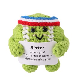Positive Tennis Ball, Positive Toy, Cute Funny Emotional Knitting Doll, Crochet Toy with Positive Card for Sports Enthusiasts, Friends, Party Decoration, I Love You Sister Gifts