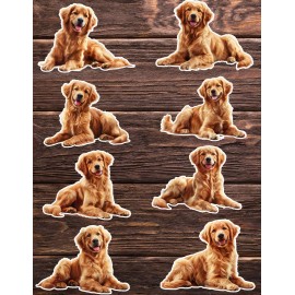 Unbranded Golden Retriver Dog Die Cut Vinyl Stickers Set Scrapbooking Laptop Waterbottle