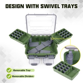 THKFISH Waterproof Tackle Box, Portable Fishing & Tackle Storage Box with Two 3500 Stowaway Boxes and Removable Dividers, Premium Tackle Box, Thicker Floating Airtight Stowaway,Pink/Green/Blue/Grey