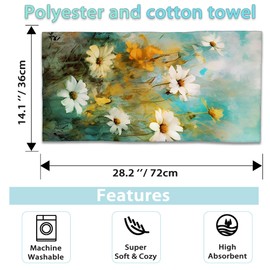 CXULIN 2 Pack Hand Bath Towel,Watercolor Daisy Flower Fingertip Towel Bathtub Decorative Bath Towel Bathroom Kitchen Towel Set Highly Absorbent SPA Gym Towels 14x28 Inch