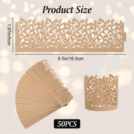 URROMA 50pcs Kraft Paper Napkin Rings Vintage Tree Branch Napkin Fasteners Hollow Napkin Buckle for Christmas Thanksgiving Anniversary Dinner Decoration