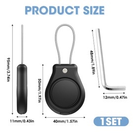 Air tag Holder, Air Tag with Wire Cable Waterproof Secure Air tags Case Scratch-Resistant Air Tag Cover Itag Protective Keychain With Carabiner Accessories For Keys Dog Collar Luggage, Black