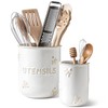 LE TAUCI Utensil Holder for Kitchen Counter - 6.9"+5.3" Ceramic