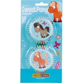 DECOCINO Muffin Cases Pony (Pack of 50) Muffin Decoration Cupcake Decoration Pony Decoration - Cupcake Cases Decoration & Horse Decoration for Children's Birthdays