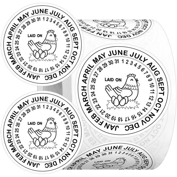 Ctosree 500 Pcs Eggs Laid on Date Stickers 2" Farm