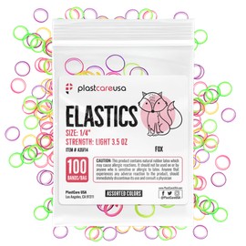 1000 Assorted Colors (Light 3.5 Oz, 1/4" Fox) Orthodontic Elastic Bands for Braces, Multi-Sized & Multi-Tension Dental Bands for Teeth Alignment, Gap Closure, Latex (10 Bags of 100)