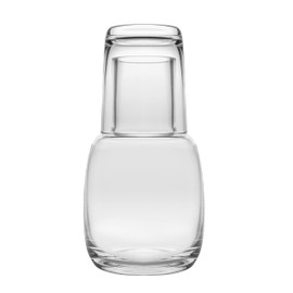 Glass - 2 Piece Water Set -Bedside Night Water Carafe/Desktop Water Pitcher - With Tumbler - European Quality - by Barski - Carafe is 24 oz. - Made in Europe