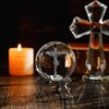 ZEERSHEE 60mm 3D Glass Laser Etched Cross Crystal Ball with