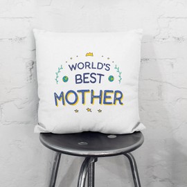 MUGFFINS MOTHER/MUM Cushion Padding included - in English - World's Best - Funny gift - Pillow: cover and filling 15.7x15.7 inches