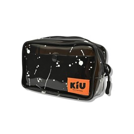 KiU K339-135 Clear Pouch, PVC Pouch, Cosmetic Pouch, Sea Outdoors, Festivals, PVC Pouch, L, Men's, Women's, Unisex, Splash, Black