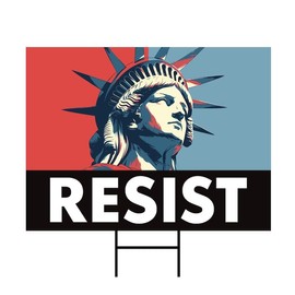 Resistance Yard Sign - Resist Hate Lawn Sign, Anti-Trump Sign, Resist Racism, Resist Fascism Yard Sign with Metal H-Stake, VP14597