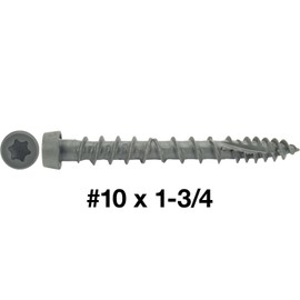 10 x 1-3/4" Cape Cod Gray Composite Decking Screws. Exterior Coated, Pressure Treated and ACQ Lumber Compatible. Use T20 Torx/Star Dive Bit (Full Box ~2250 Screws)