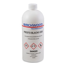 Presto Black Stainless Steel Blackener (SSB) by Birchwood Technologies - Cold Brush on Blackening Solution for Stainless alloys, Traditional Patina Stainless Black Oxide Touch-up (1 Quart)