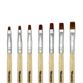 Winstonia - Juego de 7 brochas de uñas de gel plano para constructor de uñas y superposiciones, escultura, gel y extensiones, pinceles de forma plana para manicura y pintura