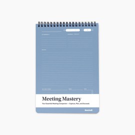BestSelf Meeting Mastery Pad - 9.50” X 6.70” - Compact Design Professional Notebook, Journal Notebooks, Perforated Notebook Journal, 50 Double-Sided 120gsm Sheets | Blue Writing Pads