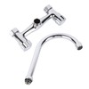 Wall Mount Kitchen Stainless Steel Smooth Surface 2 Handles Faucet