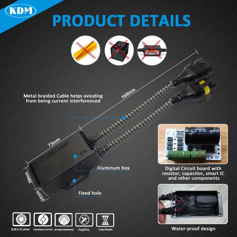 KDM 9005 9006 H10 9012 LED Light Decoder Canbus,Anti Flickering