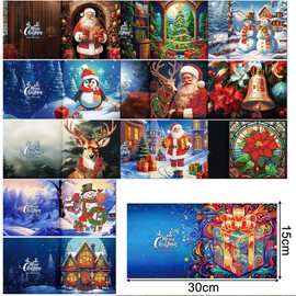 Diamond Painting Christmas Greeting Card Kits,5D Numbers Santa Claus New Year Greeting Card With Envelopes Holiday Greeting Cards Kits fit for Friends,Family,Children (T)