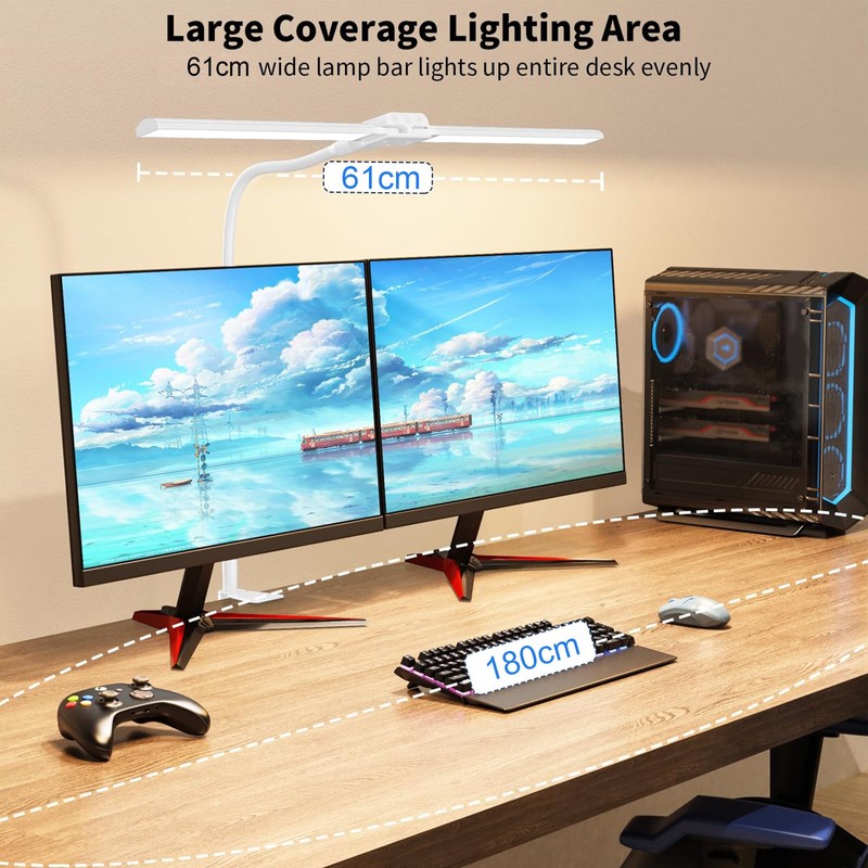 LED Desk Lamp Double Head, Eye-Caring Architect Desk Lamps for
