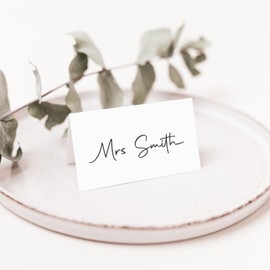 50 Name place cards, Plain white folded name cards for party reception birthday engagement, Name cards table setting, wedding name cards, Christmas party name cards, Wedding Anniversary Decorations