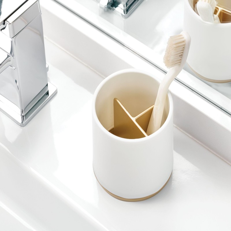 iDesign Toothbrush Holder with 3 Divided Sections for Bathroom or