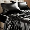 BEDELITE Satin Sheets California King Size Bed Set, Black, 4