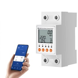 eMylo Smart Meter Single-Phase 63A 80-400V, Circuit Breaker and Leakage Protection, WiFi Energy Meter Electricity Energy Monitor Tuya APP Remote Control for Home Apartment Factory