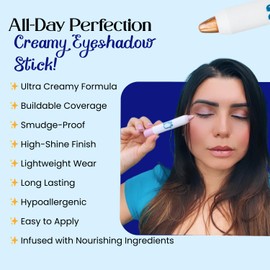 M2U NYC Ultra Creamy Eye Shadow Stick – (Burgundy) Shimmer Cream Eyeshadow Pencil Crayon - Moisturizing Eye Brightener Stick & Highlighter – Smudge Proof, Buildable & Lightweight Formula