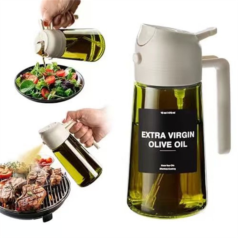 2-in-1 Olive Oil Sprayer for Cooking – 16 oz Glass