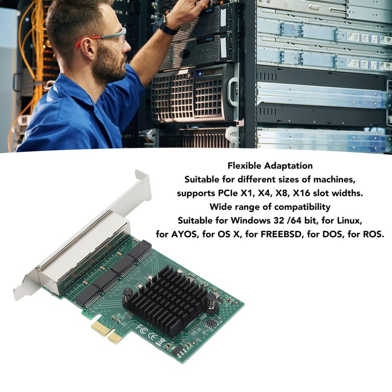 PCIe X1 Network Card 4 RJ45 Port 1000M High Speed