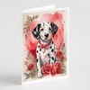 Caroline's Treasures DAC4421GCA7P Dalmatian Valentine Roses Greeting Cards Pack of