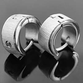 ATFOR Stainless Steel Hoop Earrings, Crystal Stud Earrings for Men, Fashion Hoop Earrings