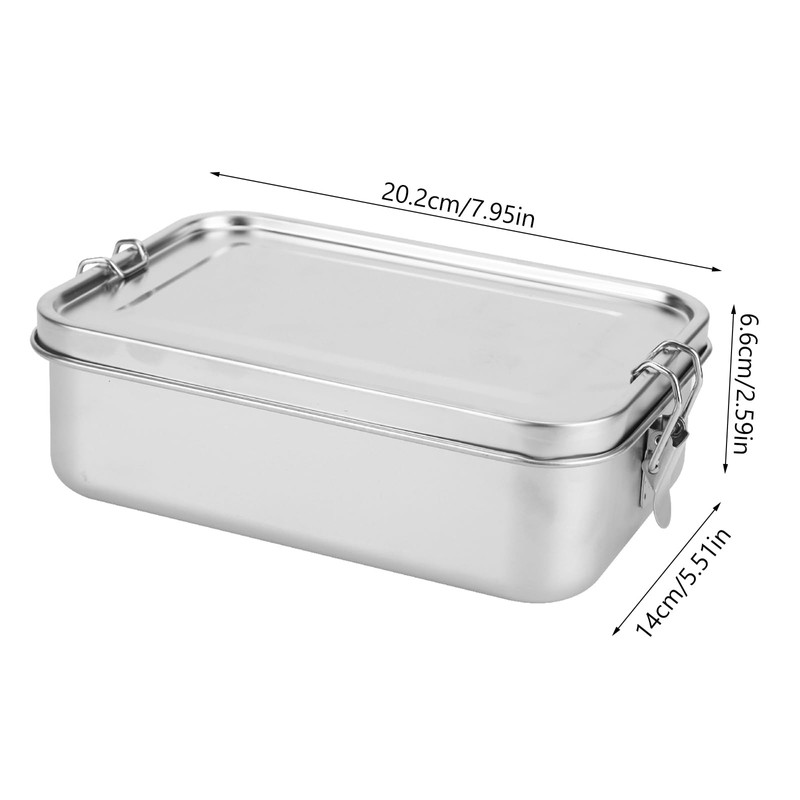 ONEVER Stainless Steel Lunch Box, Lunchbox with Lock Clip, 1400ml