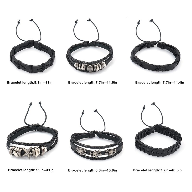 Gleamart Pack of 2 Men's Women's Leather Bracelets Braided Wrist