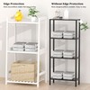 POXAKA Bathroom Shelves, 3 Tier Ladder Shelf Bamboo Nightstand Open
