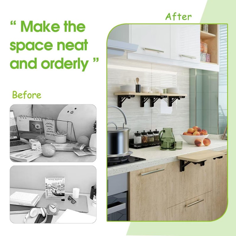 Folding Shelf Brackets, 12 Inch 4 Pcs Heavy Duty Wall