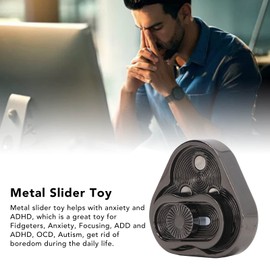 Fidget Spinner Metall, Fidget Slider Decompression Slider Toy Clear Sound Increase Friction Metal Fingertip Slider Toy for Office for Fidgeters, Anxiety, Focusing