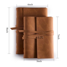 MAYBELL Leather Journal for Writing 6"x 8", Genuine Leather Bound Journal for Men Women, 240 Lined Pages Leather Notebook for Home Office Traveling Gift(Brown)