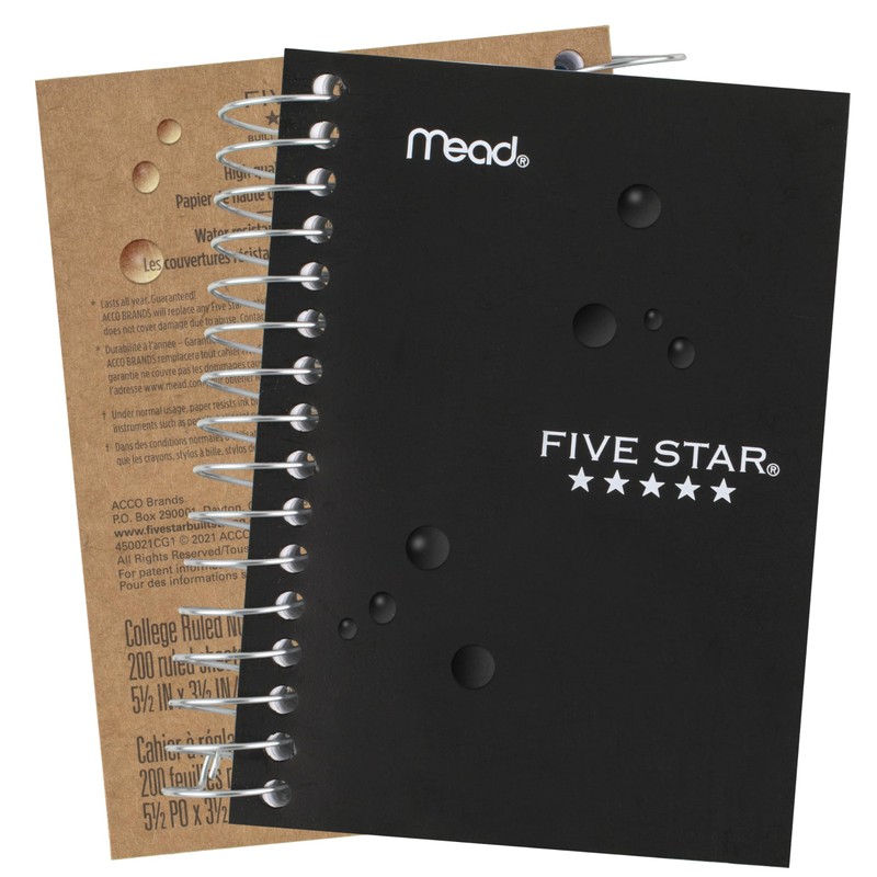 Five Star Spiral Notebook, 6 Pack, College Ruled Paper, Fat